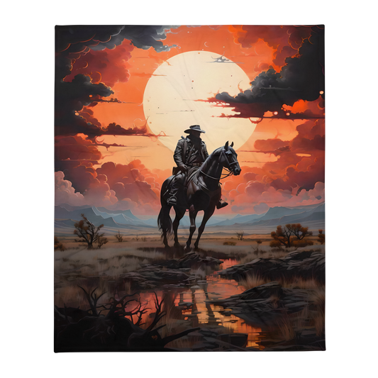Cowboy In The Sunset Throw Blanket 50X60